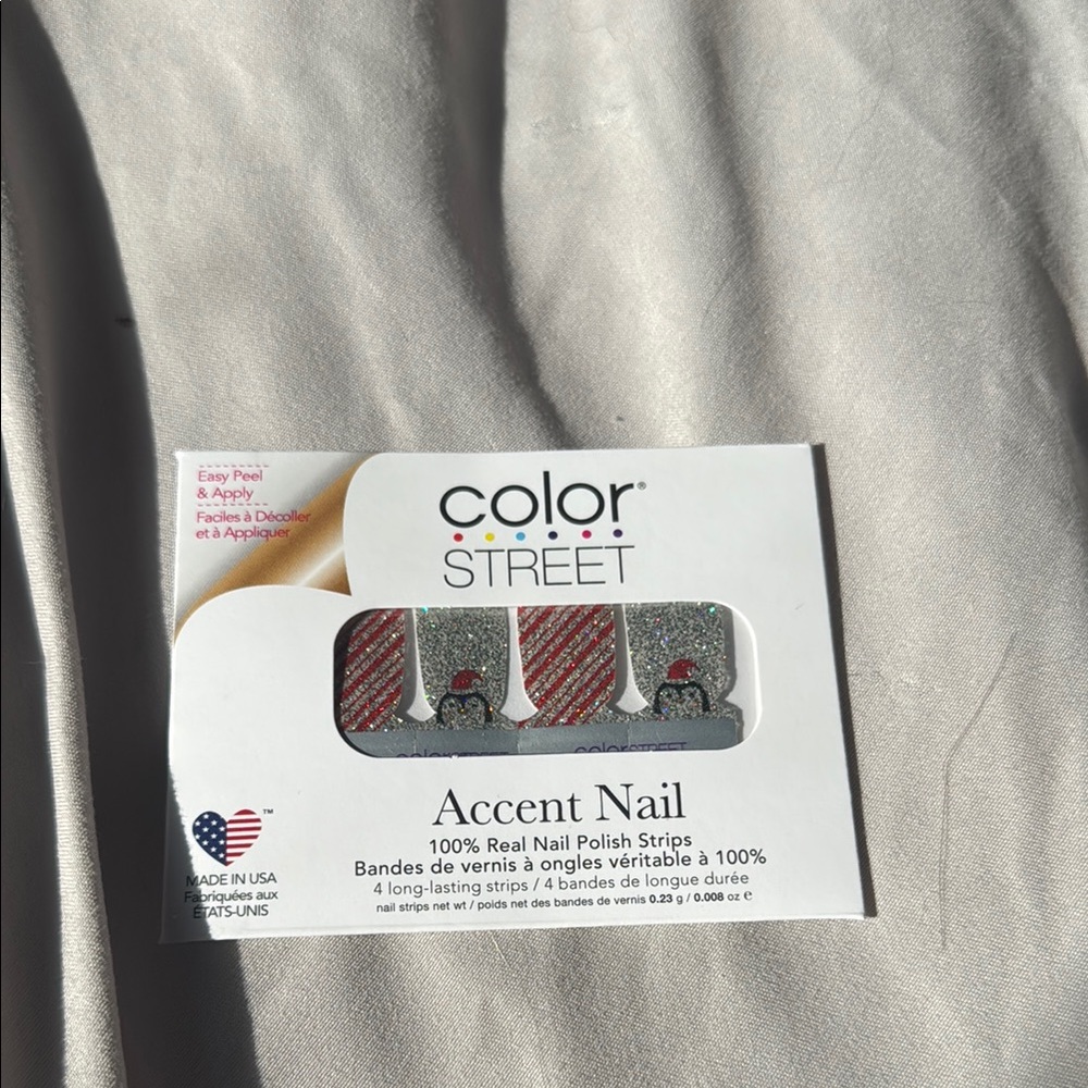Color Street Silver and Red Accent Nail Strips Mr Waddles